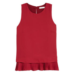 Chelsea28 Red Rumba Pleat Hem Keyhole Back Flirty Sleeveless Women Tank Top XS